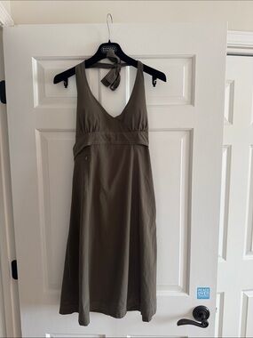 ATHLETA Olive Halter V-Neck Summer Dress